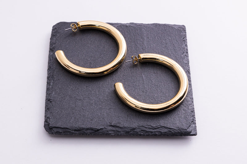 Statement Hoop earrings, Gold Dipped Open Hoops, large Silver Hoops, Basic Everyday Hoops, Big Hoops, Ready to ship gift