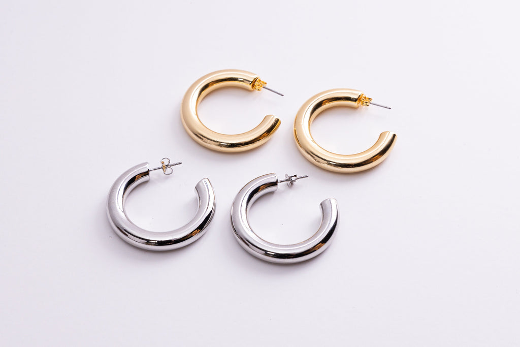Simple Hoop earrings, Gold Dipped Open Hoops, Small Silver Hoops, Basic Everyday Hoops, Ready to ship gift